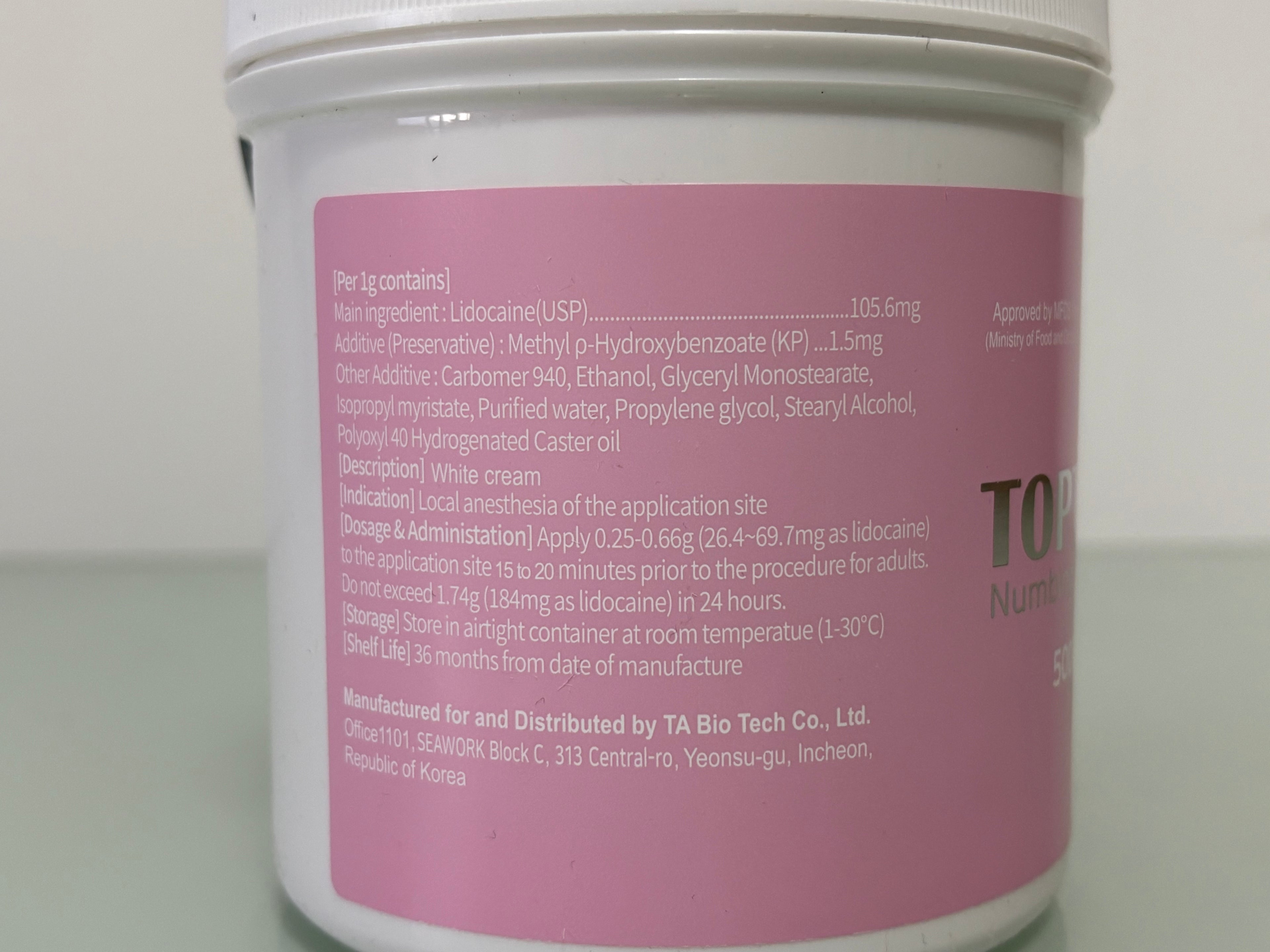 TOPTEN Numbing Cream 500g | MFDS-Approved Topical Anaesthetic