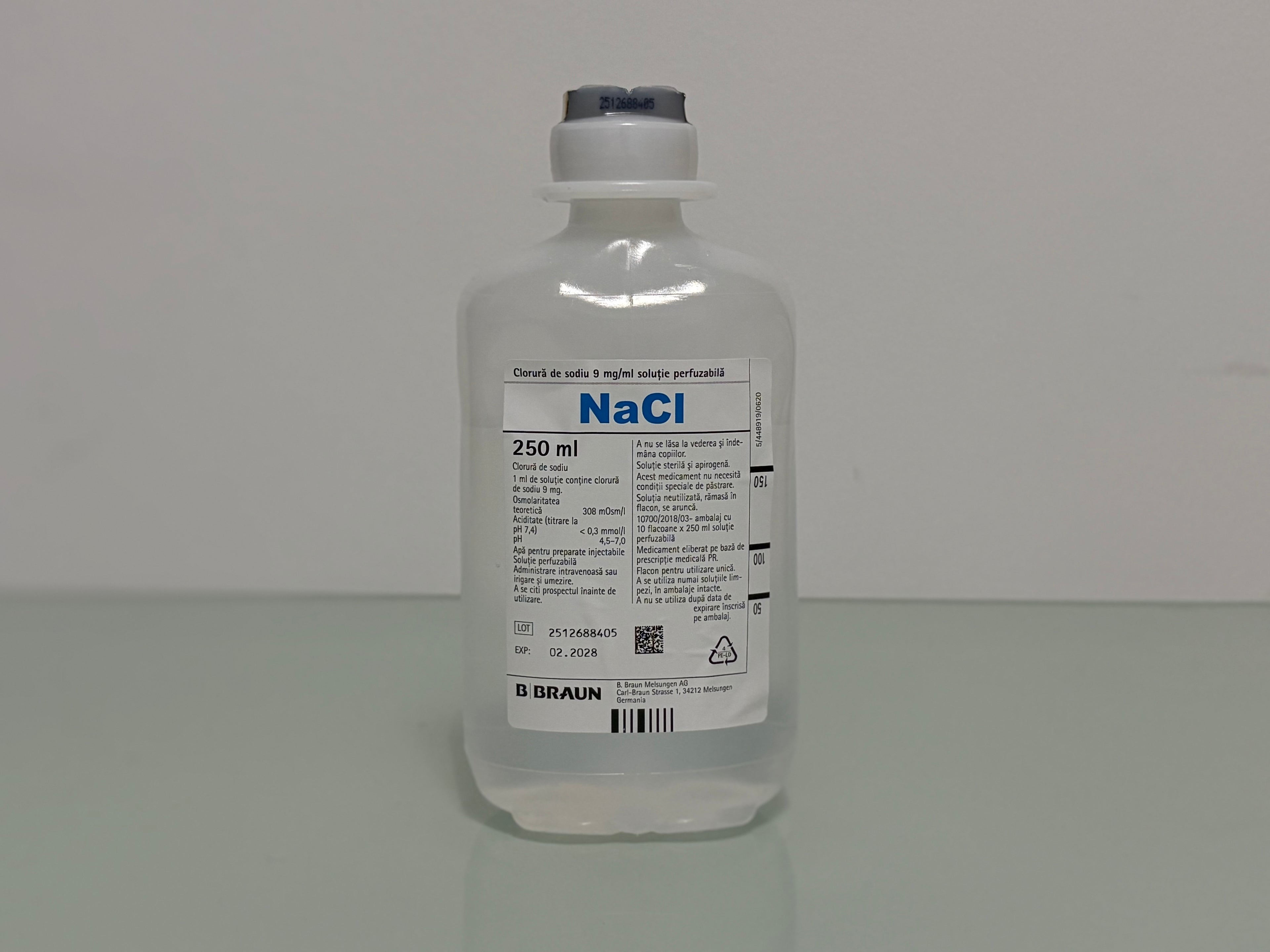 Braun Sodium Chloride 0.9% Infusion | 250ml Plastic Container (IV) | x1